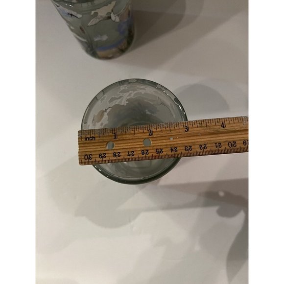 Beautiful pair Partylite Candle Holders Morning Tide Frosted Birds Sunset Beach - Picture 6 of 8